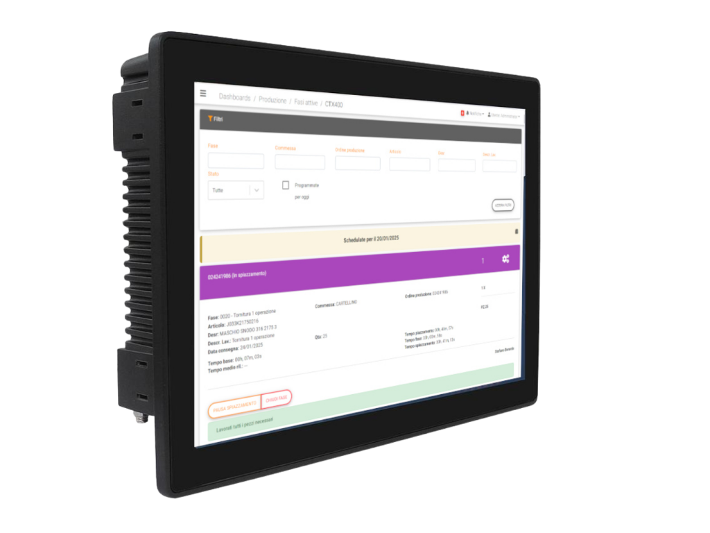 Modulo HMI di MES Factory per i terminali operatore in reparto